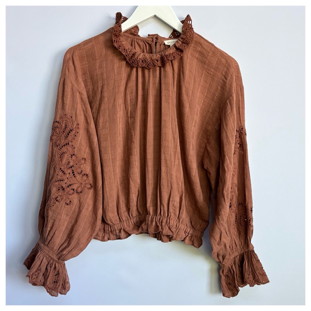 NWT Anthropologie Pilcro Long-Sleeve Ruffled Bubble Blouse, size S - Picture 4 of 6